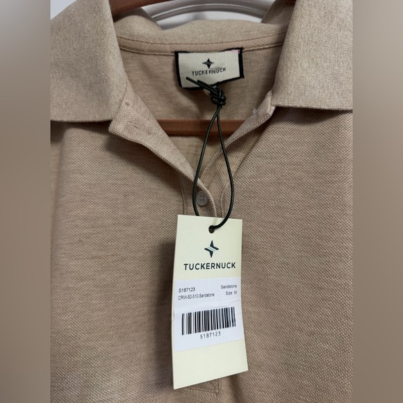 Tuckernuck May Polo Dress Sandstone Beige Ruffle Hem Cotton Pique M NWT - Picture 6 of 10